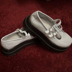 Urban Outfitters White Double Buckle Mary Jane Shoes